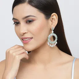 ZENEME Sea Green Circular Drop Earrings image 4