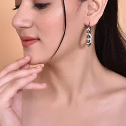 VOJ Silver-Plated Beaded Circular Hoop Earrings image 4