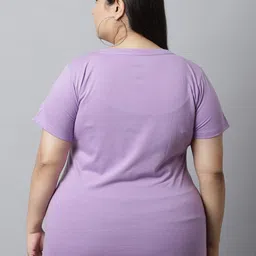 UnaOne Plus Size Typography Printed Regular Fit Cotton T-shirt image 5