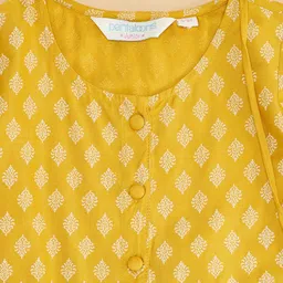 AKKRITI BY PANTALOONS Girls Ethnic Motifs Printed Bell Sleeve Gathered Fit & Flare Dress image 3