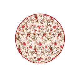 Clasiko White & Red Printed Pure Cotton 4-Seater Table Cover image 5