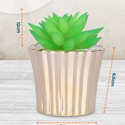 Kuber Industries Green & Golden Artificial Bonsai Plant With Pot image 3