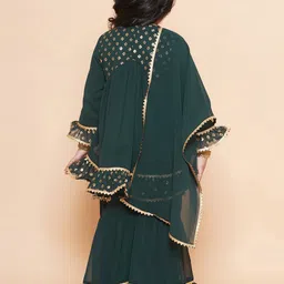 Aj DEZInES Girls Ethnic Motif Printed Empire Gotta Patti Kurti with Sharara & Dupatta image 3