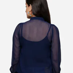 V&M Keyhole Neck Georgette Layered Puff Sleeves Top image 5