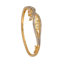 Ratnavali Jewels Gold Plated American Diamond Cz White Openable Sleek Bracelet image 4