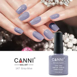 CANNI Gel Color System Coat Color Soak-Off UV & LED Nail Polish-Gray Blue 147 image 2