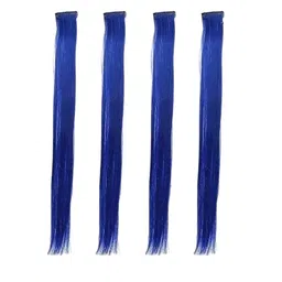 CRIBE Set Of 4 Clip-In Coloured Strand Straight Hair Extensions - Blue - 22 Inch-picture-35