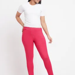 elleven Women Red Solid Denim Jeggings image 4