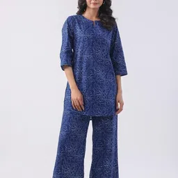 jisora Women's Cotton Blue Co-ord Set image 5