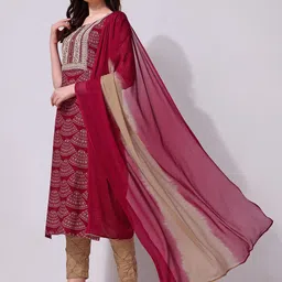 Berrylicious Bandhani Printed Thread & Mirror Work Kurta with Trousers & Dupatta image 5