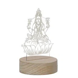 eCraftIndia Brown Goddess Saraswati Design Table Lamp image 3