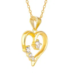 GIVA 925 Sterling Silver Gold-Plated CZ-Studded Pendant With Chain image 3
