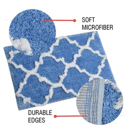 Aura Turquoise Blue Geometric Rectangular Anti Skid 1850 GSM Bath Rug image 4