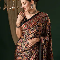 Anouk Ethnic Motifs Pure Crepe Saree image 2