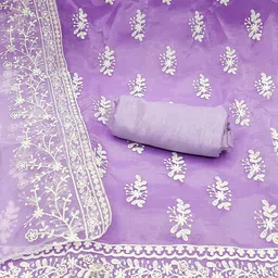 MANVAA Embroidered Organza Unstitched Dress Material image 3