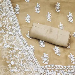 MANVAA Embroidered Organza Unstitched Dress Material image 2