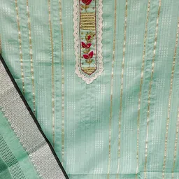 SHADOW & SAINING Striped Embellished Unstitched Dress Material image 3