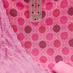 KALINI Ethnic Motifs Embroidered Beads and Stones Unstitched Dress Material image 4