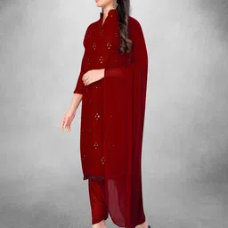 MANVAA Ethnic Motifs Embroidered Unstitched Dress Material image 5