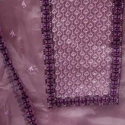 Panzora Embroidered Organza Unstitched Dress Material image 2