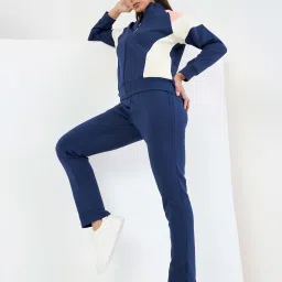 Sweet Dreams Women Navy Blue Front Open Zipper Tracksuit image 4