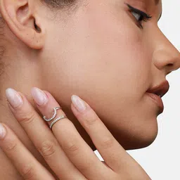 SOHI Gold-Plated Stone-Studded Nail Ring image 5