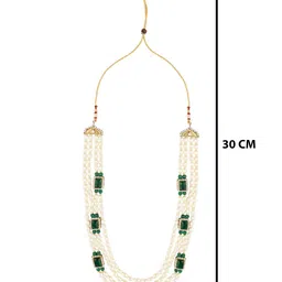 I Jewels Men Gold-Toned & Green Gold-Plated Dulha Moti Necklace image 2