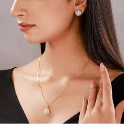 Voylla Sparkling Elegance Golden Glow Pendant Set-picture-12