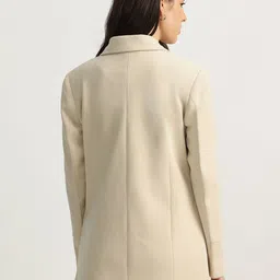 ELLE Notched Lapel Collar Full Sleeves Double-Breasted Overcoat image 3