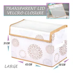 Kuber Industries White 3 Pieces Foldable Transparent Lid Velcro Drawer Box Organisers image 5