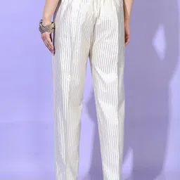Vishudh Women Off-White Striped Trouser image 2