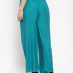 Clora Creation Women Set Of 2 Pink & Turquoise Blue Palazzos image 3