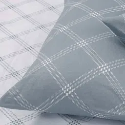 Huesland Aspire White & Grey Geometric 186 TC Cotton Queen Bedsheet With 2 Pillow Covers image 2