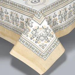 Rajasthan Decor Off White Geometric Cotton180 TC King Bedsheet with 2 Pillow Covers image 2