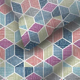 Layers Blue & Green Geometric Cotton 220 TC King Bedsheet with 2 Pillow Covers image 3