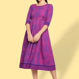 True Shape Floral Printed Fit and Flare Pleated Maternity Dresses image 2