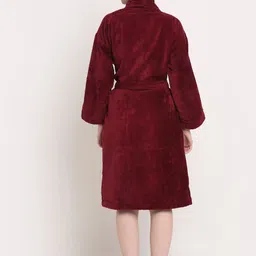 Creeva Burgundy Solid Bath Robe image 4