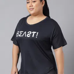 MKH Plus Size Typography Printed Drop-Shoulder Sleeves Dri-FIT Relaxed Fit Sports T-shirt image 5