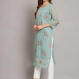 VAIRAGEE  Floral Embroidered Georgette Kurta image 5