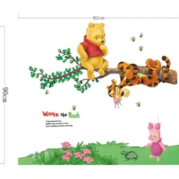 Jaamso Royals Green & Red Tree Monkey Decal Flowers PVC Wall Stickers image 4