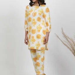 W Floral Print Cotton Pure Cotton A-Line Co-Ords image 2