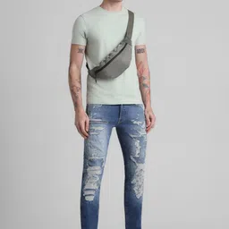 Jack & Jones Men Slim Fit Low-Rise Highly Distressed Heavy Fade Stretchable Jeans image 2