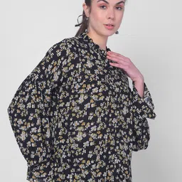 Crimsoune Club Black Floral Print Shirt Style Top image 4