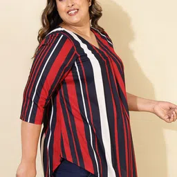 Amydus Striped Shirt Style Plus Size Top image 4