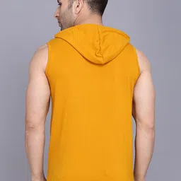 SLOWLORIS Pack Of 2 Printed Hooded Cotton Gym Vest SL28 COMBO (JUST MUSTARD) (LOUD OLIVE) image 5