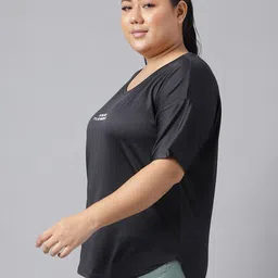 MKH Plus Size Dri-FIT Typography Printed Round Neck Relaxed Fit T-Shirt image 4