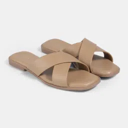 Lemon & Pepper Women Cross Strap Beige Flats-picture-37