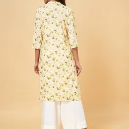 RANGMANCH BY PANTALOONS Floral Printed Mandarin Collar Pure Cotton Straight Kurta image 3