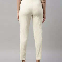 GOLDSTROMS Women Cream-Coloured Cotton Trousers image 4