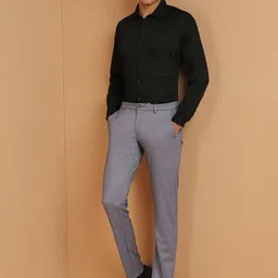 Allen Solly Men Mid-Rise Textured Slim Fit Formal Trouser image 3